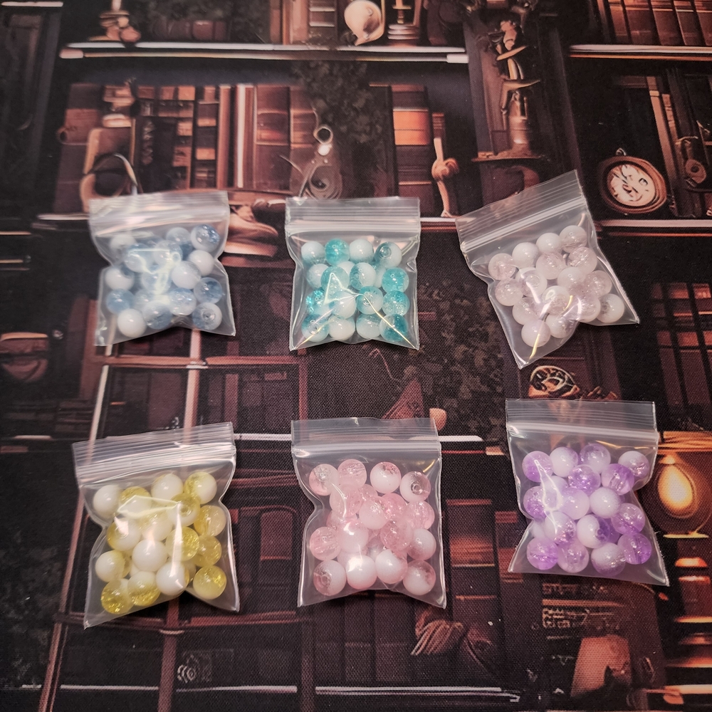 1 Bag Colored Crackle Glass Beads Pink Blue Purple Yellow